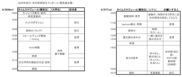 スケジュール表